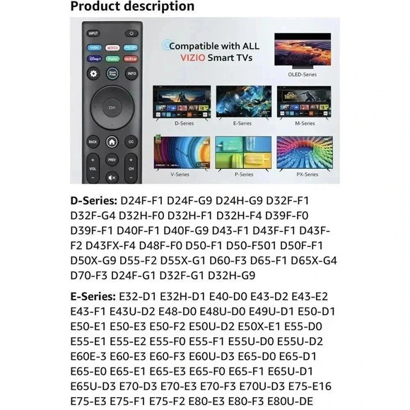 Universal Vizio Remote Control XRT140 Fit For Vizio LCD LED Smart TV - Picture 9 of 10